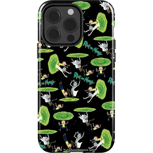 Adult Swim Rick and Morty Portal Pattern iPhone 15 Pro Impact Case